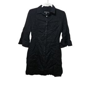 Banana Republic Black Textured Long Sleeve Dress